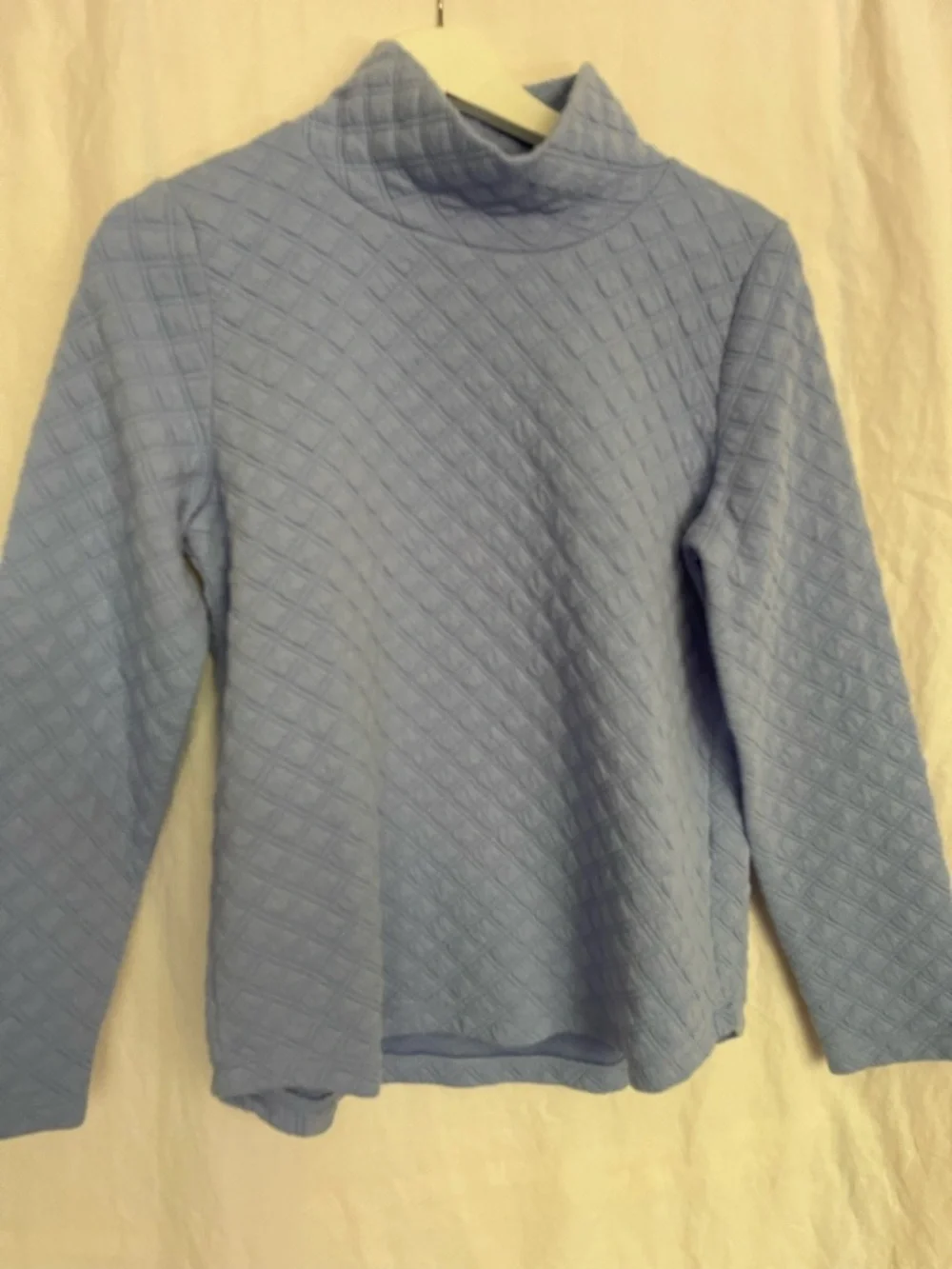 J. Crew Quilted Mockneck Pullover Periwinkle Diamond Knit Sweatshirt Size XS